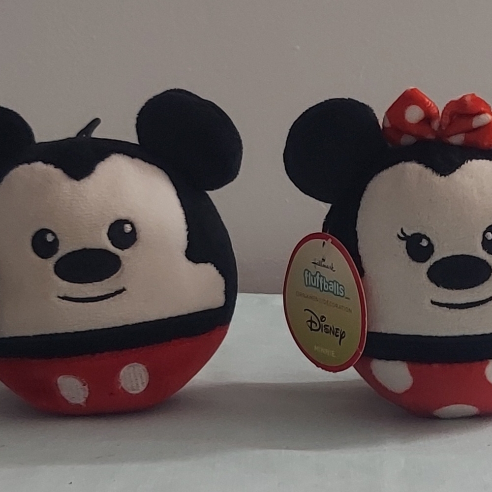 Disney Mickey & Minnie Fluffballs Plush Set - Black, Red, White